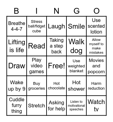 Self-Care Bingo Card