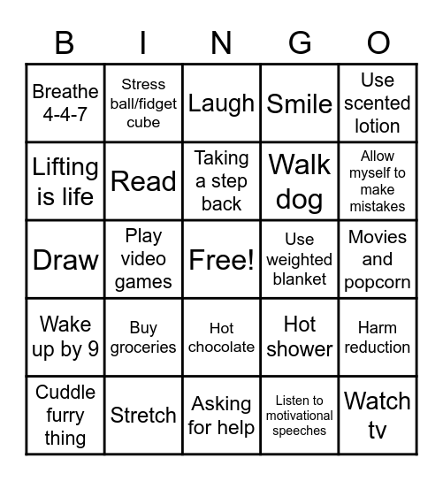 Self-Care Bingo Card