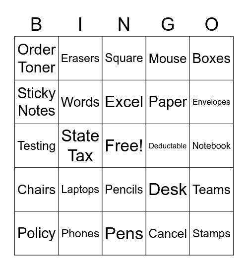Office Words # 3 Bingo Card