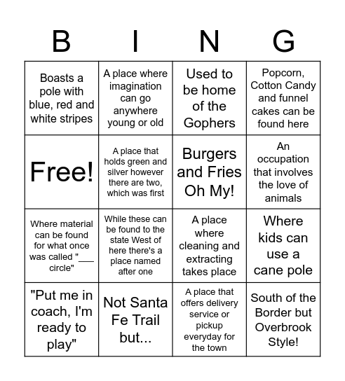 Overbrook Bingo Scavenger Hunt Bingo Card