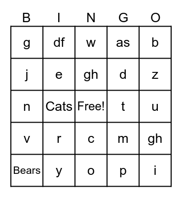 B-I-N-G-O Bingo Card