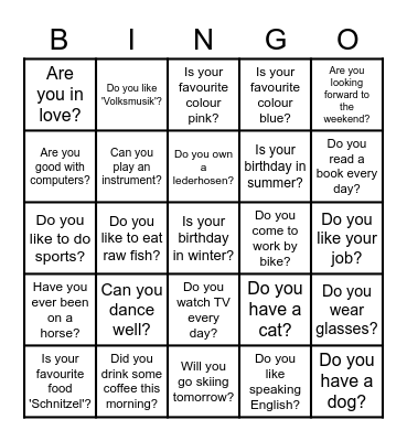 Getting to know each other :) Bingo Card