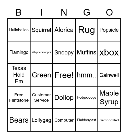 B-I-N-G-O Bingo Card