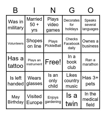 Let's Mingle Bingo Card