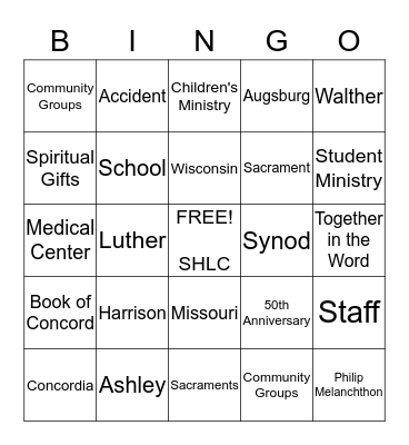 SHLC Orientation Bingo Card