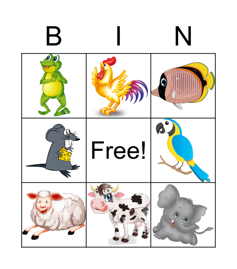 bingo dos animais Bingo Card