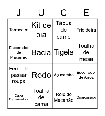 Chá de Casa Nova Bingo Card