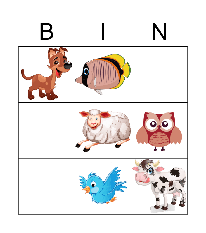 Bingo dos animais Bingo Card