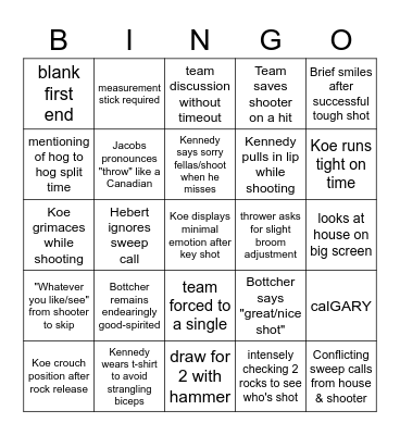 BRIER BINGO: PLAYERS Bingo Card