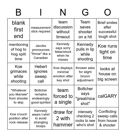 BRIER BINGO: PLAYERS Bingo Card