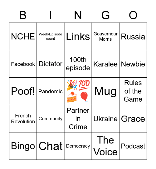 #HMASDC 100th Episode!! Bingo Card