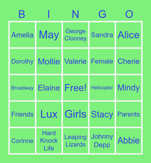 ANNIE BINGO Card