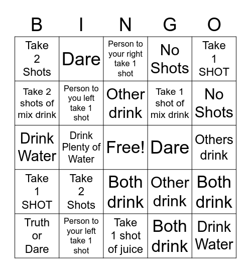 Drunken Bingo Card