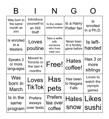 ISS GOES HOCKEY GAME Bingo Card