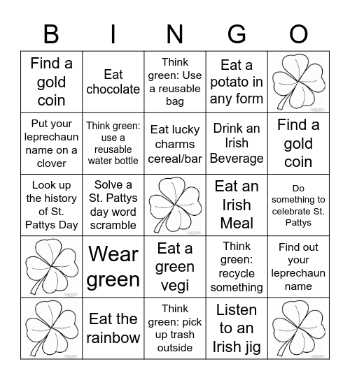 St. Patrick's Day Crisis Bingo Card