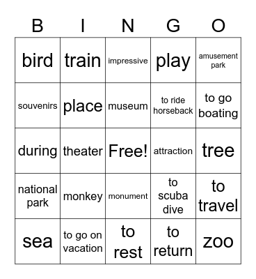 Chapter 8A Bingo Card