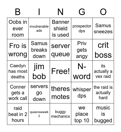 Vow of Disciple Day 1 Bingo Card