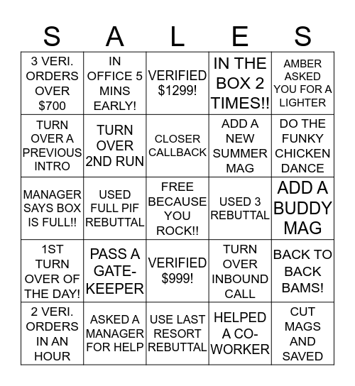 NRE BINGO!!! Bingo Card