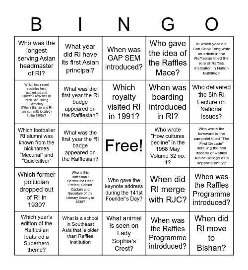 RAM 4/3 Bingo Card