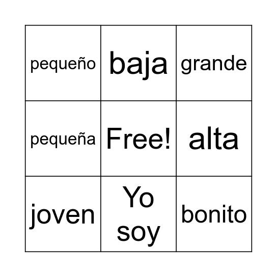 Descripciones Grade 2 Bingo Card