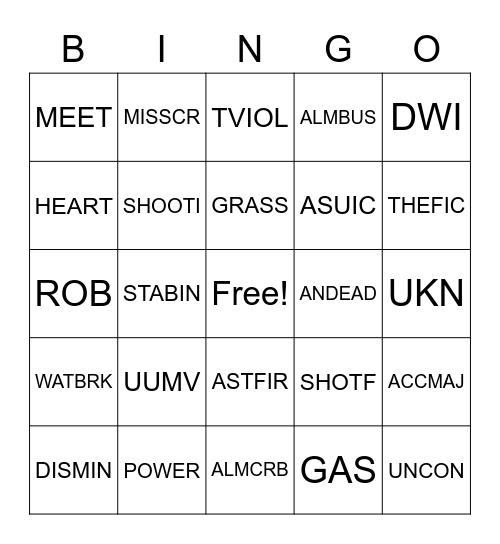 Untitled Bingo Card