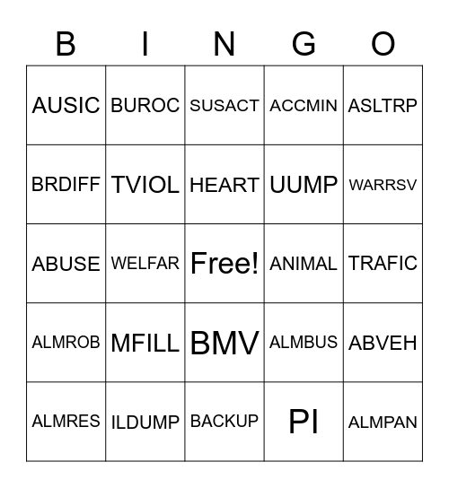 SWRCC BINGO Card