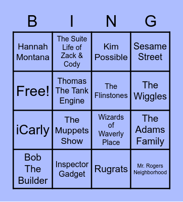 Kids TV Themes BINGO Card