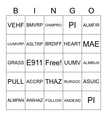 SWRCC BINGO Card