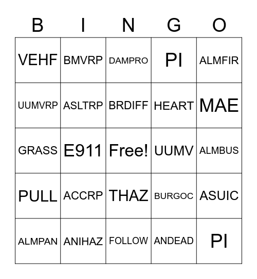 SWRCC BINGO Card