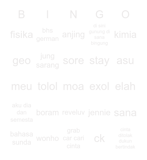 kry Bingo Card