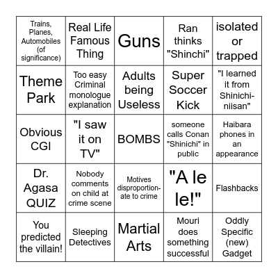 Detective Conan Movie Bingo Card