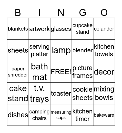 Wedding Bingo Card