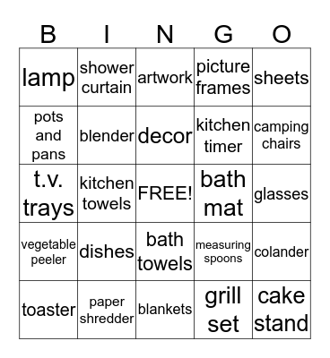 Wedding Bingo Card