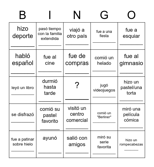 Encuentra a alguien que...durante las vacaciones Bingo Card