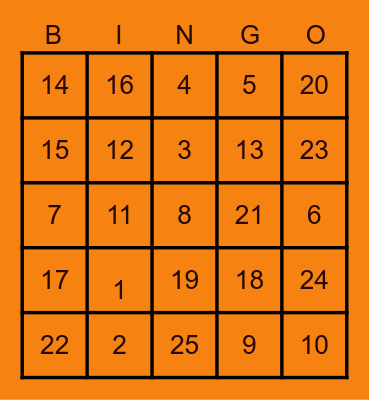 I Spy Virtual Bingo Card