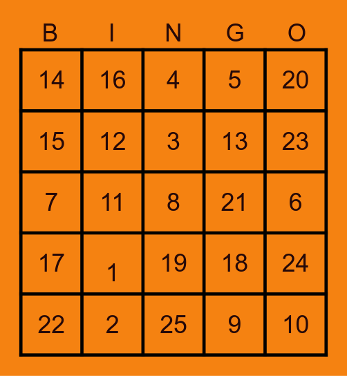 I Spy Virtual Bingo Card