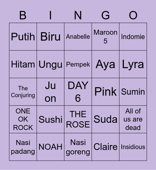 punya C!!! Bingo Card