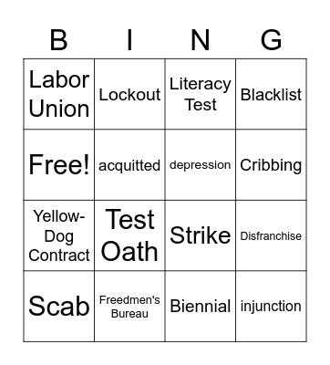 Chapter 13 Vocabulary Bingo Card