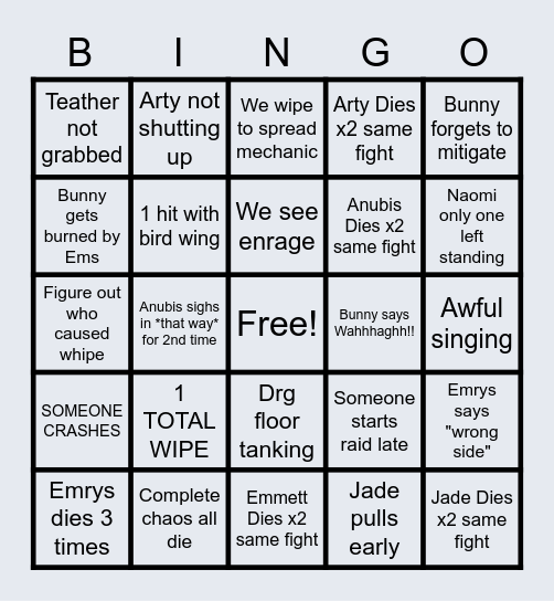 P3S Bread Bingo Card