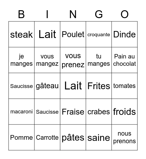 french foods Bingo Card