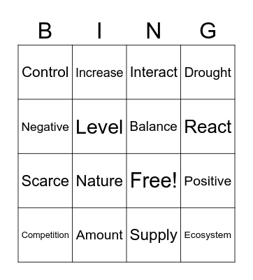 Nature's Balance Bingo 2 Bingo Card