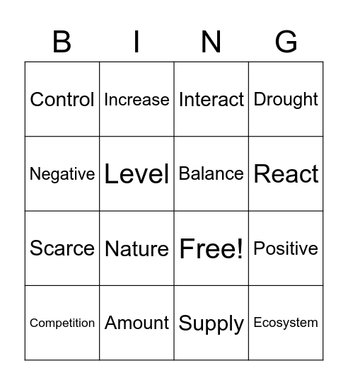 Nature's Balance Bingo 2 Bingo Card