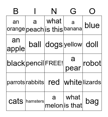 I love English Bingo Card