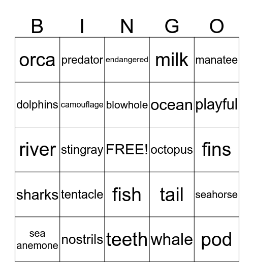 Under the Sea Bingo Card