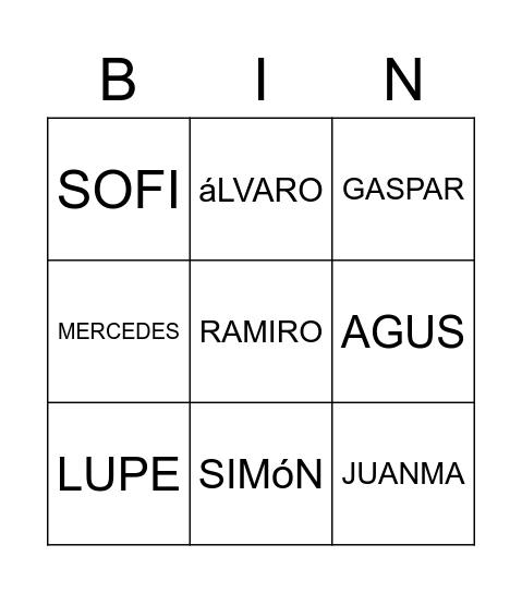 LOS PERSONAJES DE GO-VIVE A TU MANERA Bingo Card