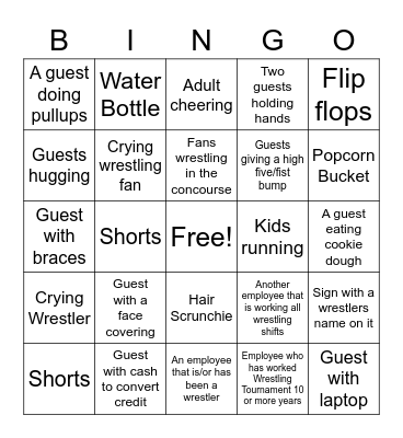 2022 Wrestling Bingo Card