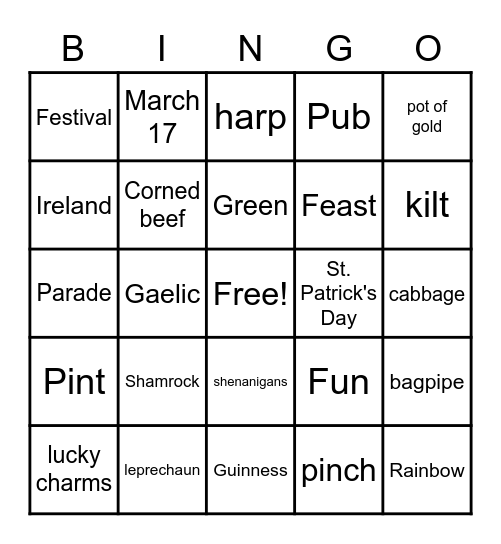 March Bingo Card