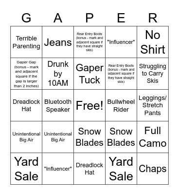 Spring Break Bingo Card