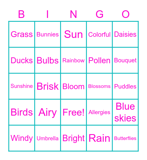 PSA SPRING BINGO Card