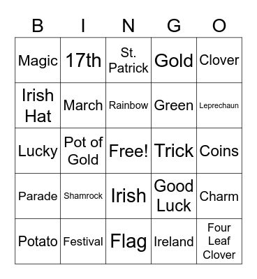 St. Patrick's Day BINGO Card